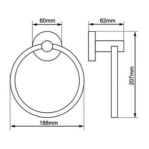TSI Bathroom Accessories GM6603.TR LUCID PIN GUN METAL GREY ROUND HAND TOWEL RING
