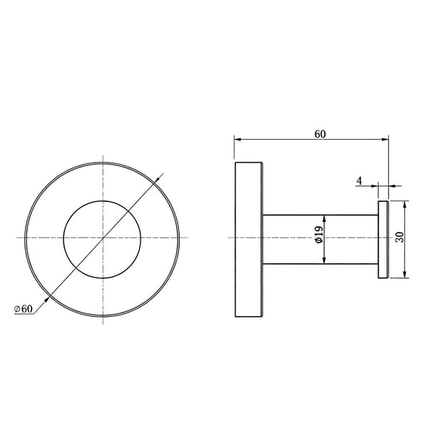 TSI Bathroom Accessories CH6608.TR LUCID PIN SERIES CHROME ROBE HOOK