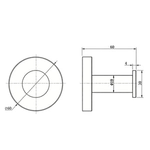 TSI Bathroom Accessories BU6608.TR LUCID PIN SERIES BRUSHED NICKEL ROBE HOOK