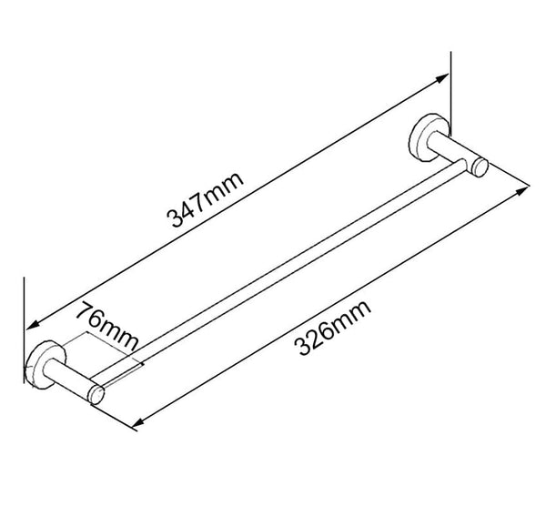 TSI Bathroom Accessories CH6610.TR LUCID PIN SERIES CHROME TOWEL RAIL 300MM