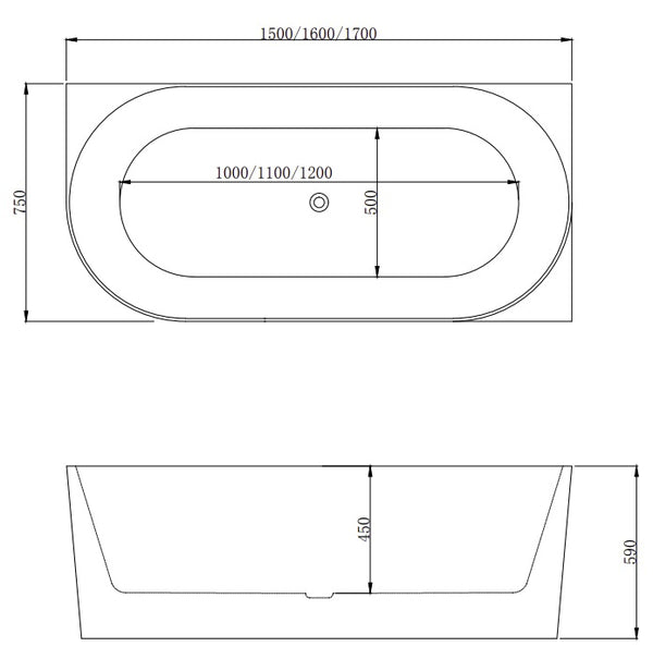 BT 359RS-M PIAZA 1500mm Right Hand Free Standing Bath in Matte White 1500x750x590mm