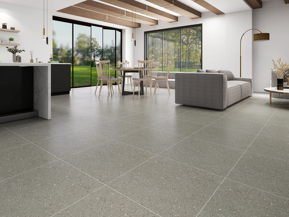 Prime Double Light Grey Matt Concrete Look Tile 600x600mm