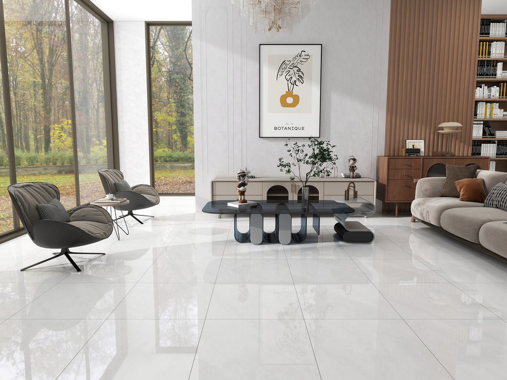 Prime Eve White Polished Marble Tile 600x600