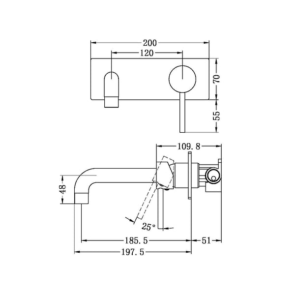 DOLCE WALL BASIN/BATH MIXER MATTE BLACK (NR250810BMB)