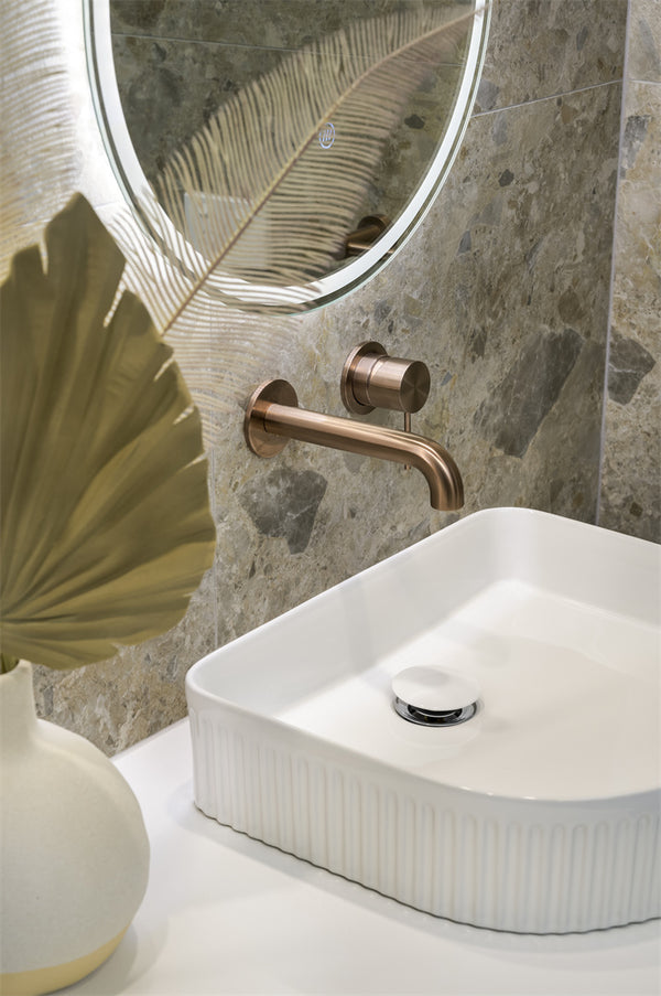 MECCA WALL BASIN/BATH MIXER SEPARATE BACK PLATE 120/160/185/230/260MM BRUSHED BRONZE