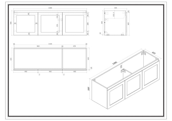 ELWOOD 1500mm Matte White Wall Hung Vanity EL-WH1500-MW Single / Double Bowls