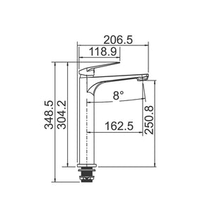 WT 1102BN EXON Tower Basin Mixer in Brushed Nickel