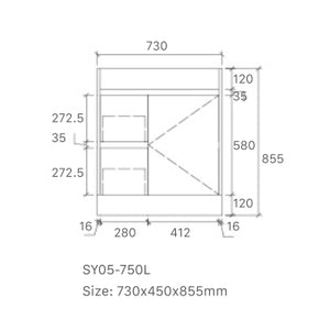 Tobi Freestanding Vanity 750mm Prime Oak/Natural Timber Right/Left Drawers SY05-750