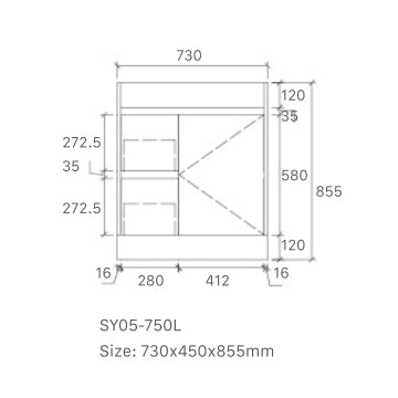 Tobi Freestanding Vanity 750mm Prime Oak/Natural Timber Right/Left Drawers SY05-750
