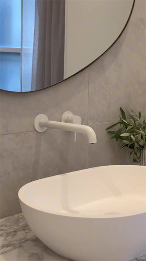 MECCA WALL BASIN/BATH MIXER SEPARATE BACK PLATE 120/160/185/230/260MM MATTE WHITE