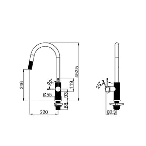 OPAL PULL OUT SINK MIXER WITH VEGIE SPRAY FUNCTION BRUSHED NICKEL (NR251908BN)