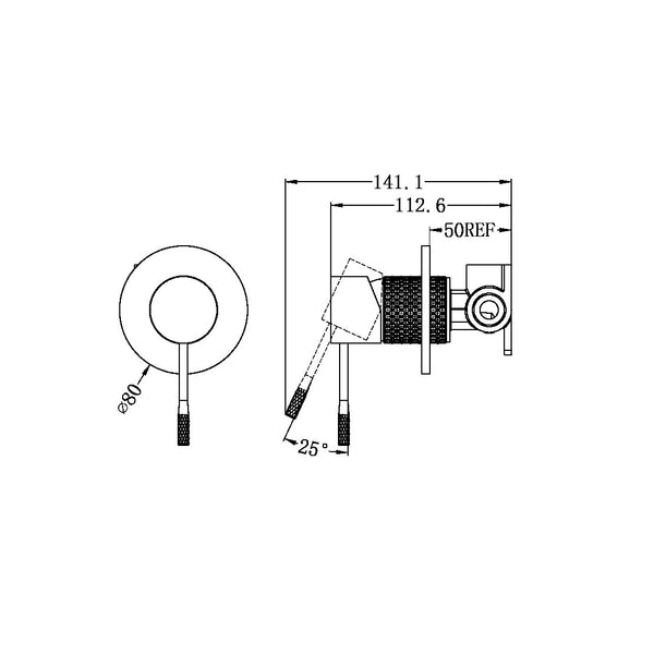 OPAL SHOWER MIXER 80MM PLATE BRUSHED GOLD (NR251909BG)