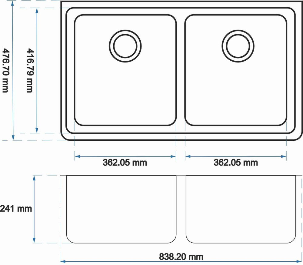 OX8347.KS BLACK KITCHEN SINK GRANITE STONE UNDER MOUNT DOUBLE BOWLS 838*476*241MM