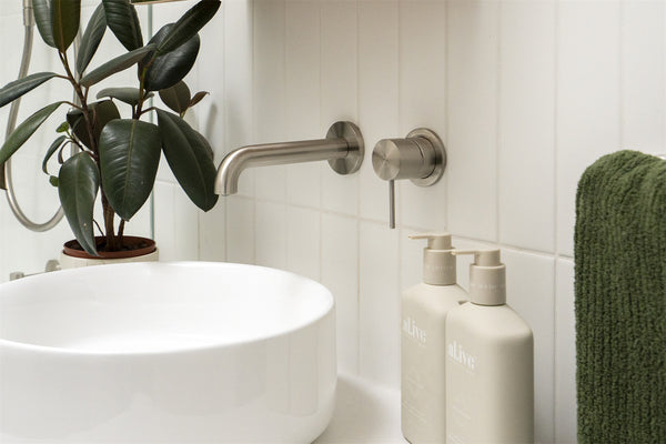 MECCA WALL BASIN/BATH MIXER SEPARATE BACK PLATE 120/160/185/230/260MM BRUSHED NICKEL