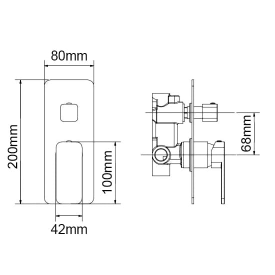 CH0225-2.ST IVANO SERIES SOLID BRASS CHROME BATH/SHOWER WALL MIXER WITH DIVERTER WALL MOUNTED