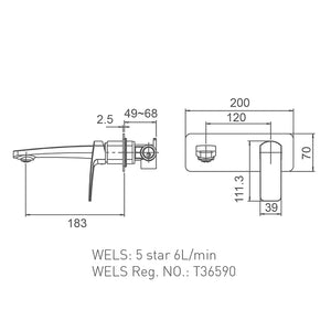 WT 3507GM BRAVO-II Wall Basin/Bath Set in Gun Metal