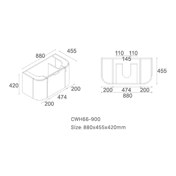 CWH66-900A8 Plateau Collection 900mm - Natural Timber Single Bowl