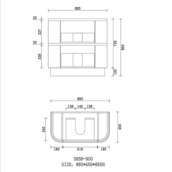 Hudson 900mm Floor Standing Rosewood Vanity SK68-900A6