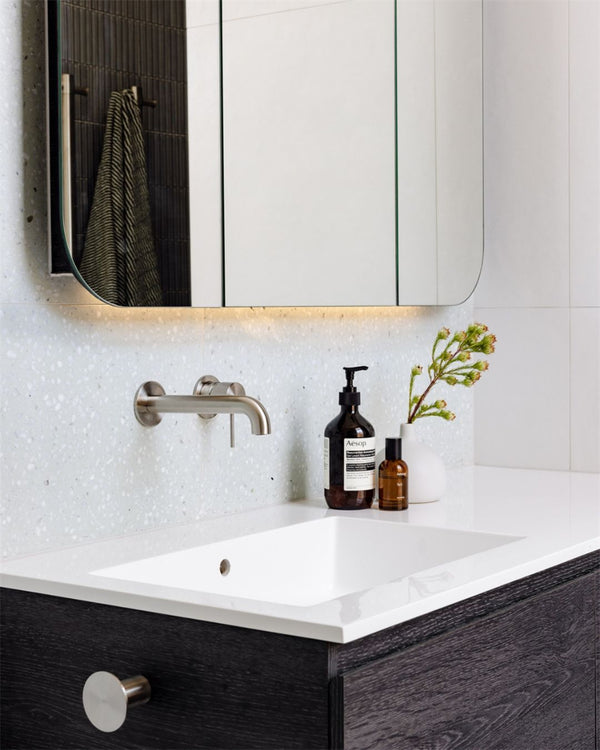 MECCA WALL BASIN/BATH MIXER SEPARATE BACK PLATE 120/160/185/230/260MM BRUSHED NICKEL
