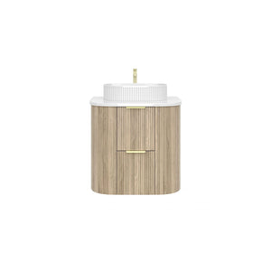 KDK Vanity Arden-D Classic Oak Fluted Curved Wall Hung Vanity Cabinet 600mm