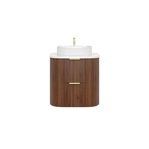 KDK Vanity Arden-D Walnut Fluted Curved Wall Hung Vanity Cabinet 600mm