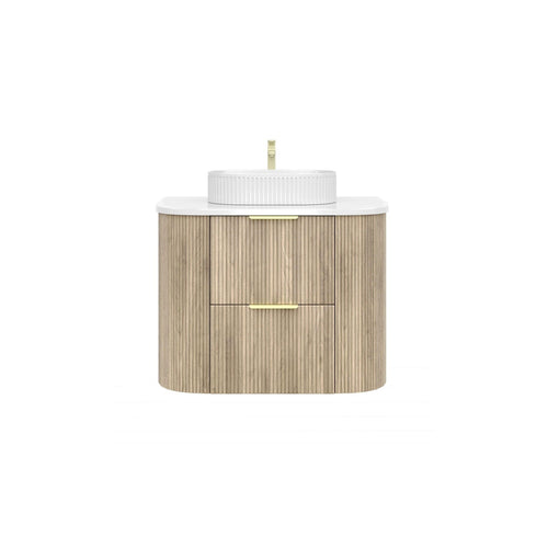 KDK Vanity Arden-D Classic Oak Fluted Curved Wall Hung Vanity Cabinet 750mm