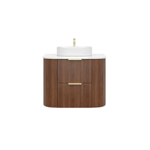 KDK Vanity Arden-D Walnut Fluted Curved Wall Hung Vanity Cabinet 750mm