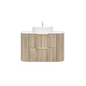 KDK Vanity Arden-D Classic Oak Fluted Curved Wall Hung Vanity Cabinet 900mm