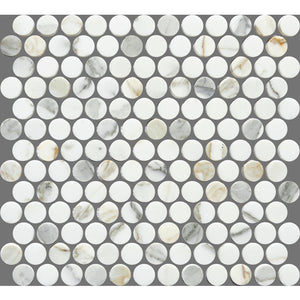 ART001 ARTEMIS CALACATTA GOLD PENNY ROUND HONED 23X23 (300X300mm per sheet)