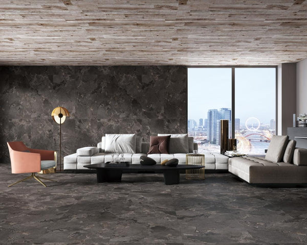 DSS Tile ART0012 GEO STONE BLACK MATT 600X600X9.5MM