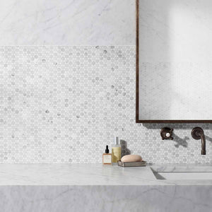 GNS Tile ART003 PR23CA-H ARTEMIS CARRARA WHITE PENNY ROUND HONED 23X23MM (300X300mm per sheet)