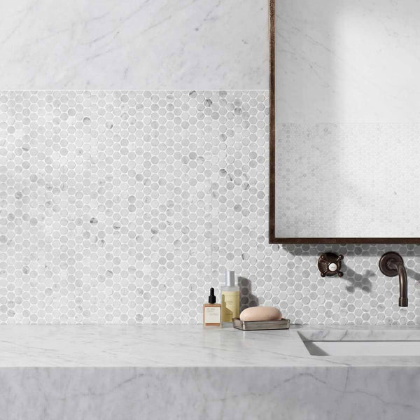 GNS Tile ART003 PR23CA-H ARTEMIS CARRARA WHITE PENNY ROUND HONED 23X23MM (300X300mm per sheet)
