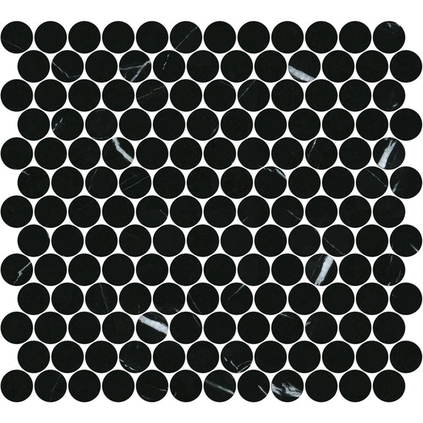 ART009 PR23NM-H ARTEMIS NERO MARQUINA PENNY ROUND HONED 23X23MM (300X300mm per sheet)