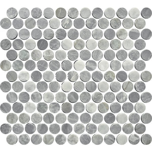 ART058 ARTEMIS CARRARA GREY PENNY ROUND HONED 23X23 (300X300mm per sheet)