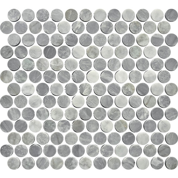 ART058 ARTEMIS CARRARA GREY PENNY ROUND HONED 23X23 (300X300mm per sheet)