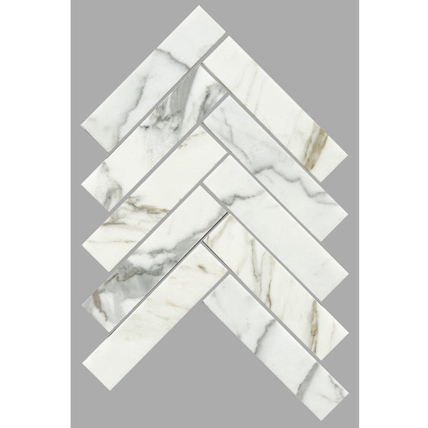 ART201 ARTEMIS CALACATTA GOLD WHITE HERRINGBONE HONED 35X150 (235x240mm per Sheet)