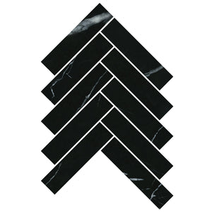 ART209 HB35150NM-H ARTEMIS NERO MARQUINA HERRINGBONE HONED 35X150MM (235x240mm per Sheet)