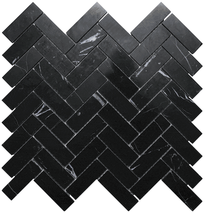 ART209 HB35150NM-H ARTEMIS NERO MARQUINA HERRINGBONE HONED 35X150MM (235x240mm per Sheet)