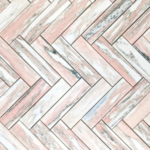 GNS Tile ART227 HB35150NP-H ARTEMIS NORWEGIAN PINK HERRINGBONE HONED 35X150MM (235x240mm per Sheet)