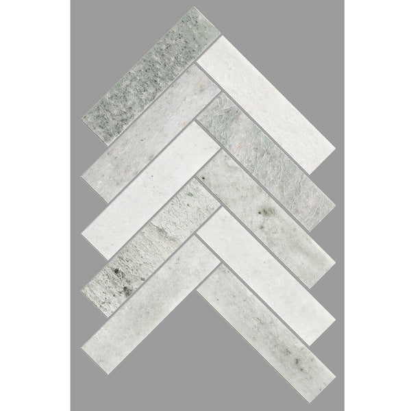ART232 HB35150MG-H ARTEMIS MING GREEN HERRINGBONE HONED 35X150MM (235x240mm per Sheet)