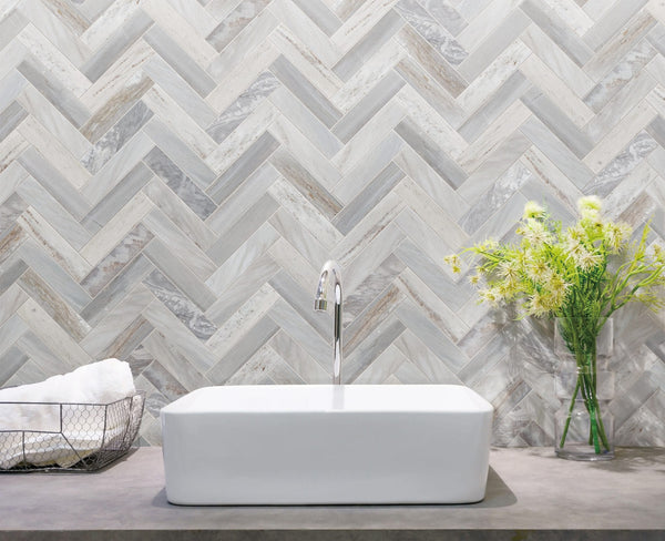 GNS Tile ART243 HB35150BS-H ARTEMIS BLUE SANDSTONE HERRINGBONE HONED 35X150MM (235x240mm per Sheet)