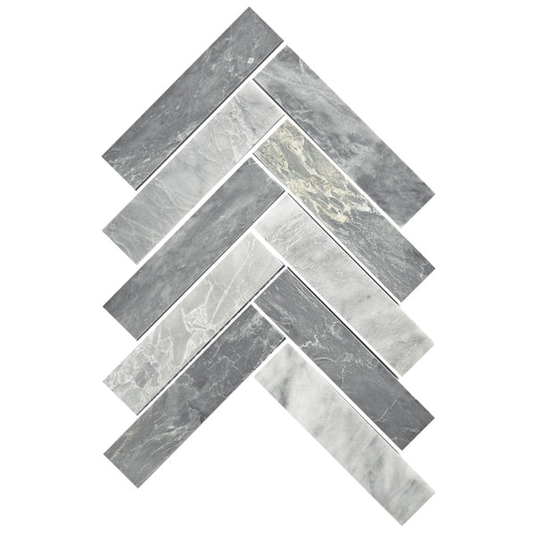ART258 ARTEMIS CARRARA GREY HERRINGBONE HONED 35X150 (235x240mm per Sheet)