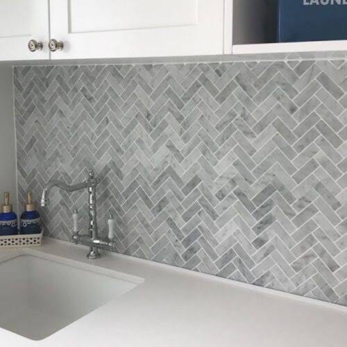 GNS Tile ART258 ARTEMIS CARRARA GREY HERRINGBONE HONED 35X150 (235x240mm per Sheet)