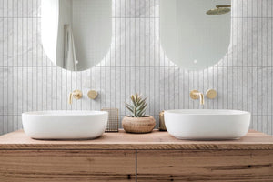 DSS Tile Alba White Strip Mosaic 28x298mm Strips 298x298mm