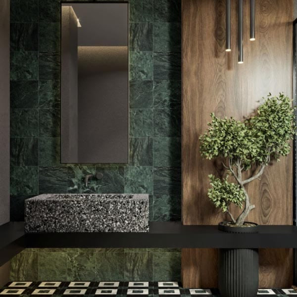 GNS Tile Amici Green Matt P3 Marble Look Tile 200X200mm