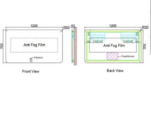ZENMO simple Anti Fog Mirror with LED Light 1200x700mm