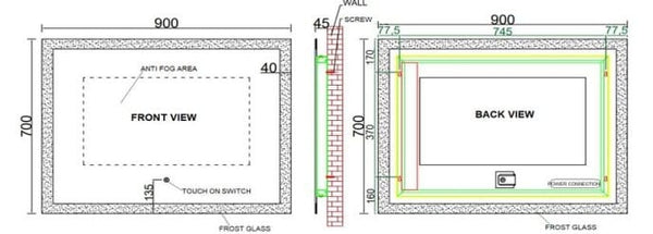 ZENMO simple Anti Fog Mirror with LED Light 1500*700mm