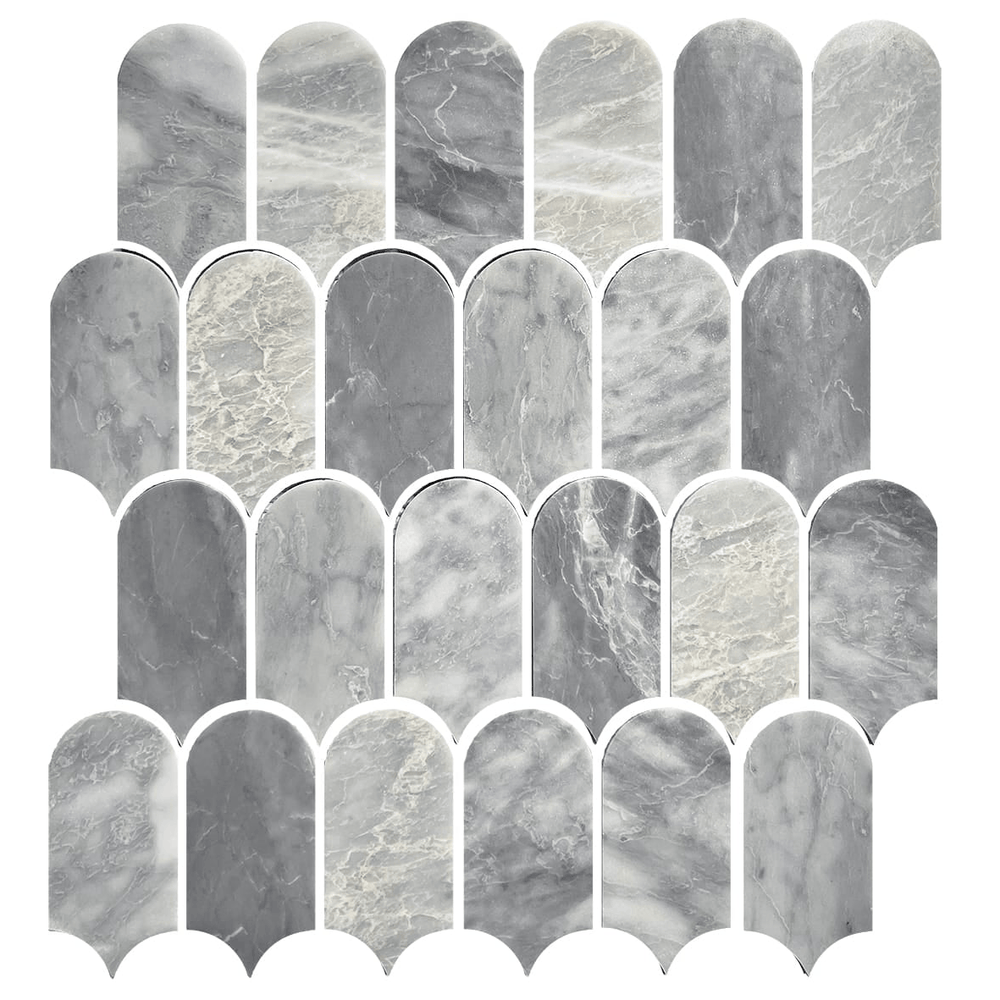 GNS Tile Artemis Carrara Grey Feather Honed Mosaic Tile 50X103 / 330x330mm