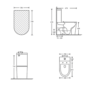Noveen Toilets T2125A — ATLANTA Rimless Toilet Suite
