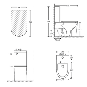 Noveen Toilets NT-1053GB — AUSTIN Tornado Rimless Toilet Suite with GEBERIT Fittings